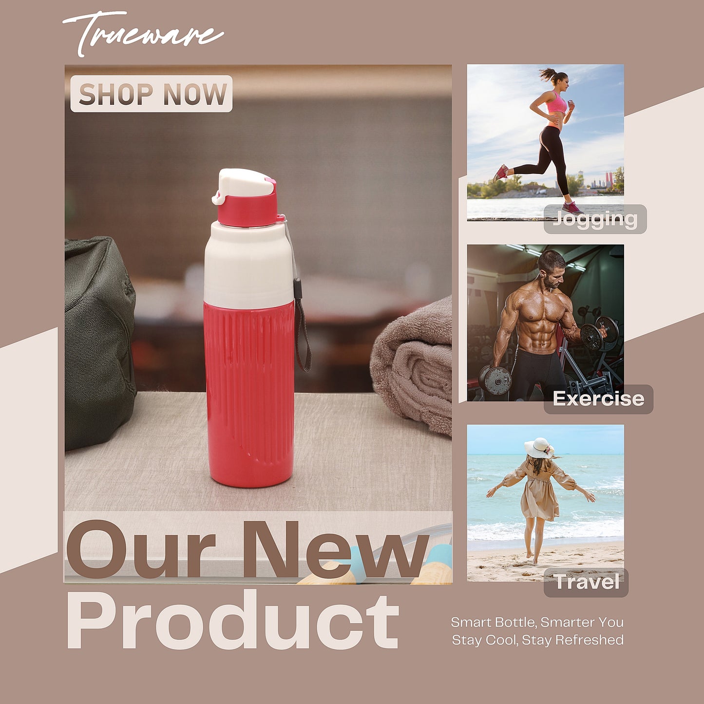 Aqua Snow 900 Inner SS- Insulated Water Bottle (AQA-SNOW-900SS-Red)