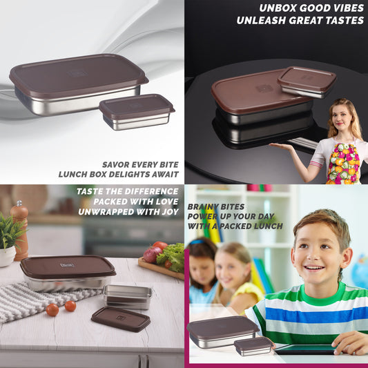 Bent Steel Stainless Steel Compact Big Steel Lunch Box