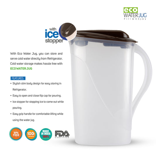Eco water jug with ice stopper P 006 Black