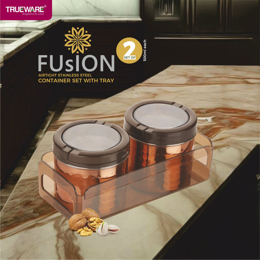 Fusion Ss Canister 2 With Tray (W/Out Chrome)