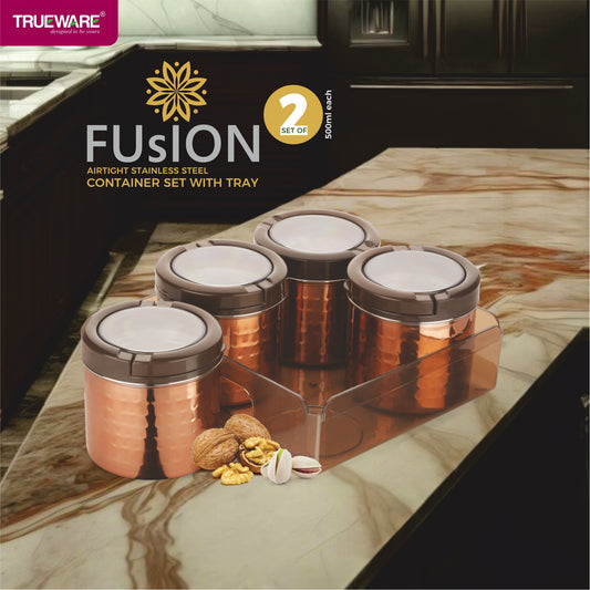 Fusion Ss Canister 4 With Tray (W/Out Chrome)