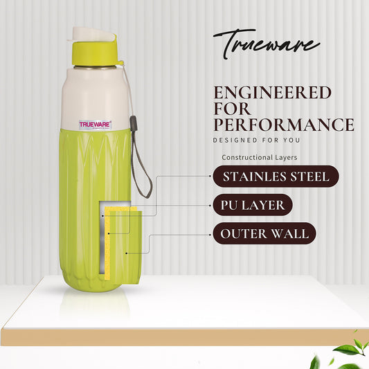Aqua Benz700 Inner SS-Insulated Water Bottle (AQA-BENZ-700SS-Green)