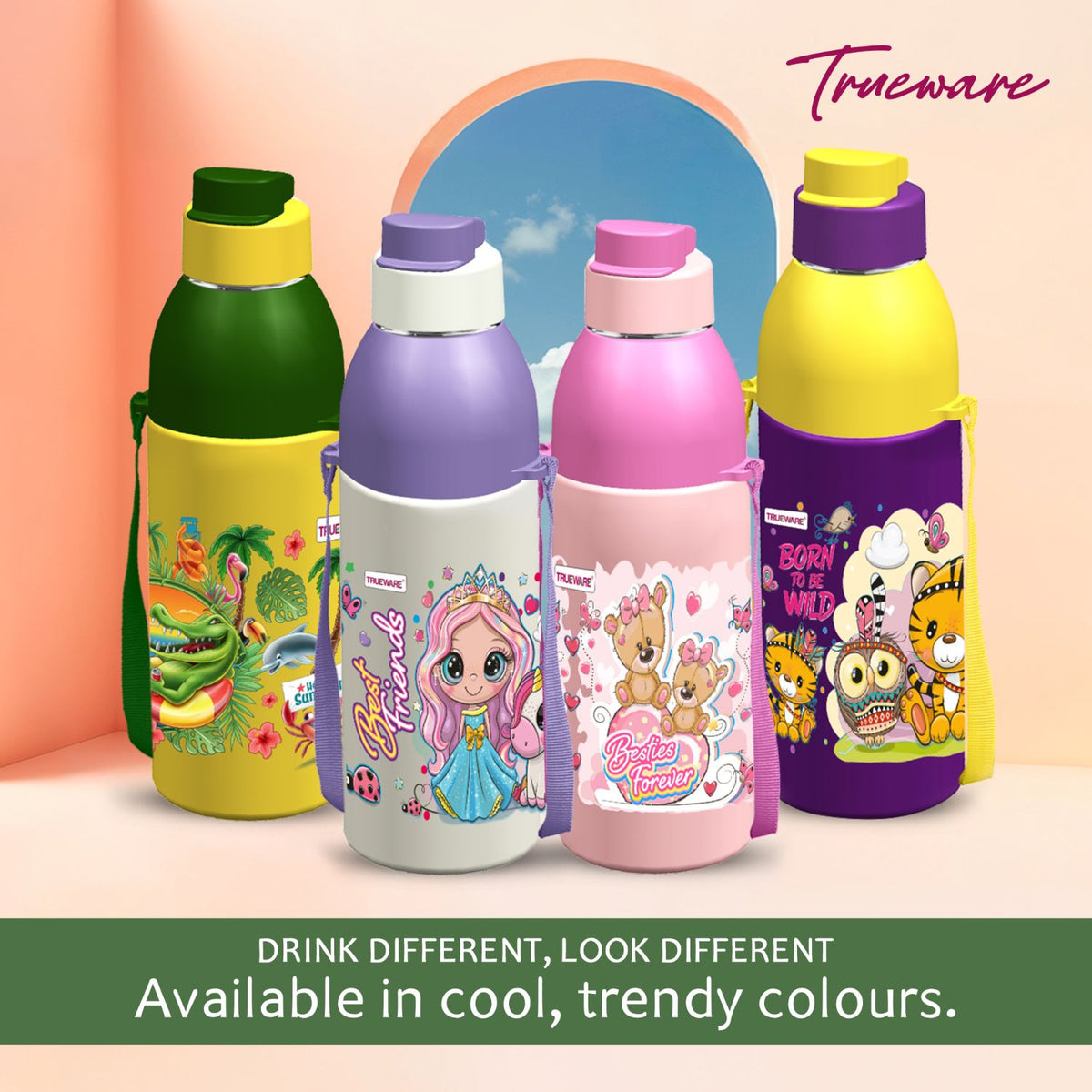 Trueware Aqua Sip Junior Inner Stainless Steel Kids Water Bottle | 520 ml
