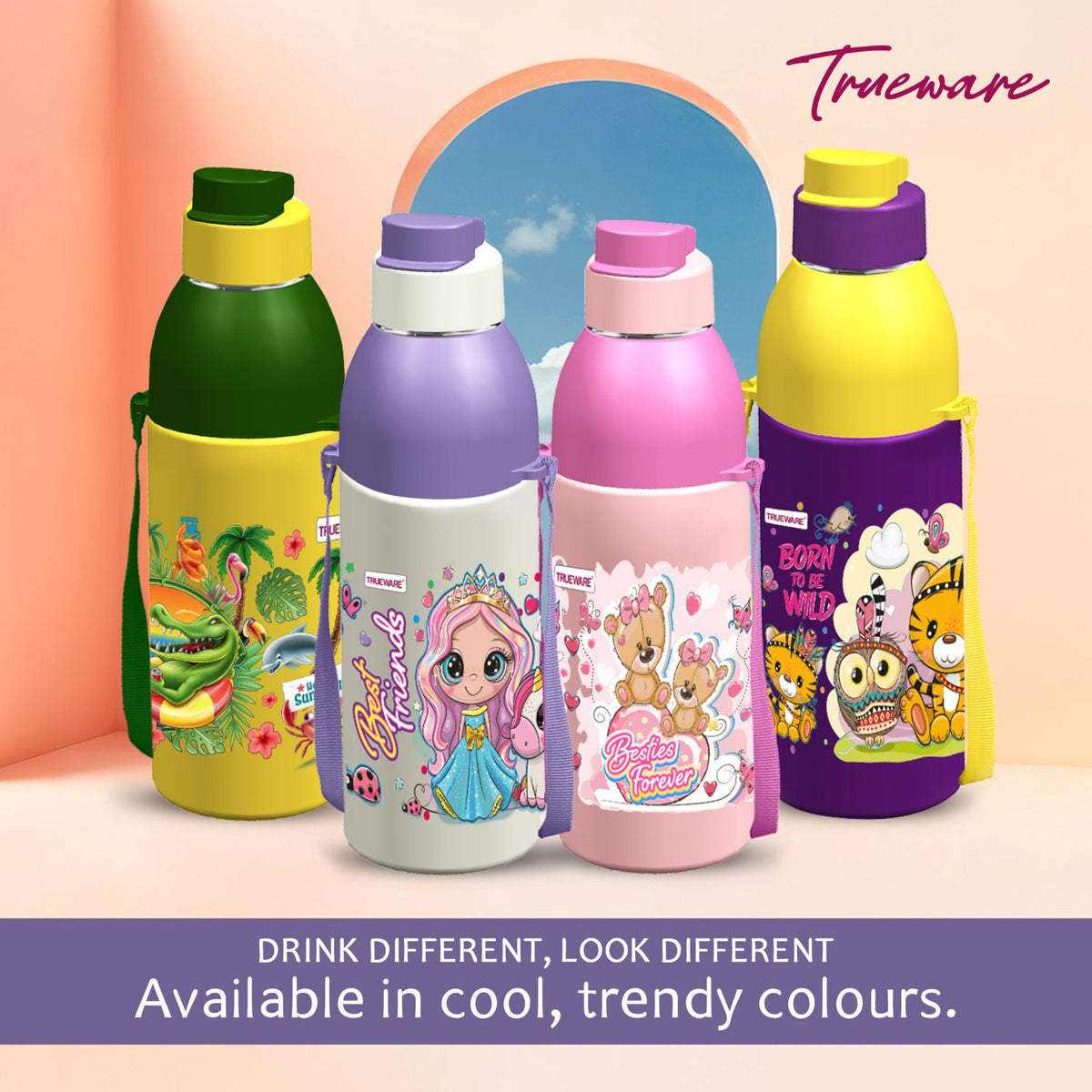 Trueware Aqua Sip Junior Inner Stainless Steel Kids Water Bottle | 520 ml