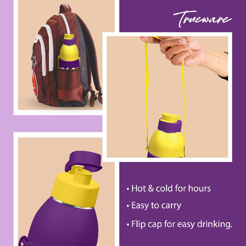 Trueware Aqua Sip Junior Inner Stainless Steel Kids Water Bottle | 520 ml