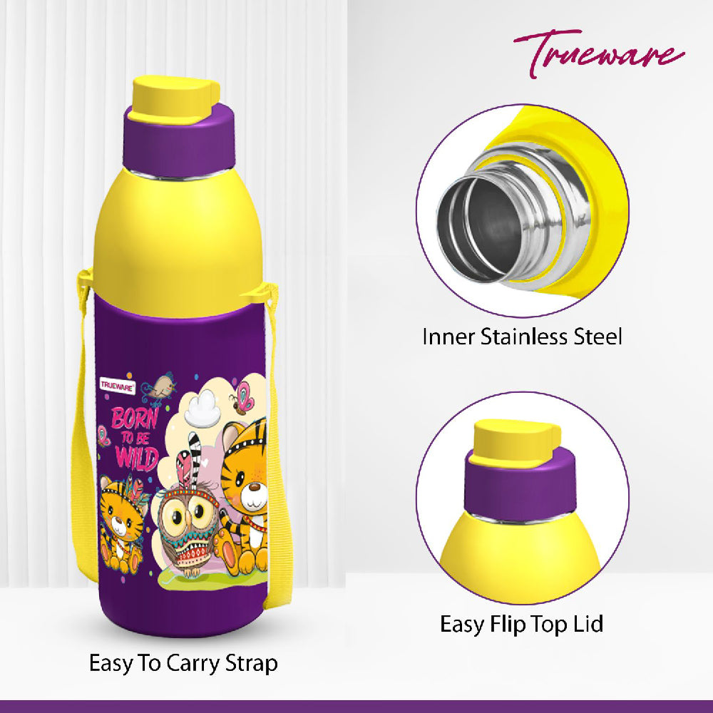 Trueware Aqua Sip Junior Inner Stainless Steel Kids Water Bottle | 520 ml