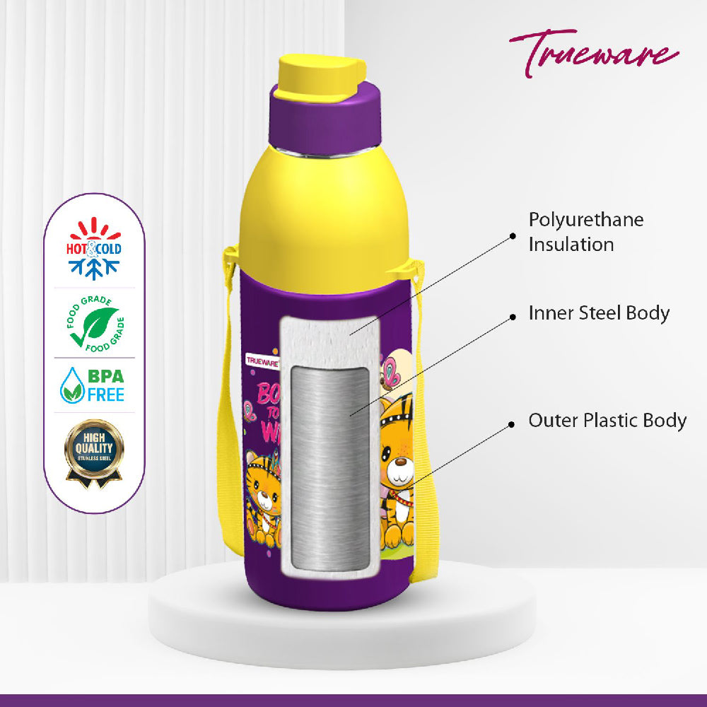 Trueware Aqua Sip Junior Inner Stainless Steel Kids Water Bottle | 520 ml