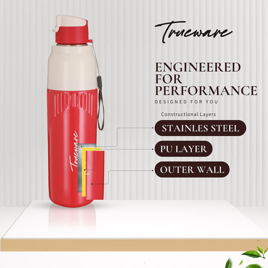 Aqua Snow 900 Inner SS- Insulated Water Bottle (AQA-SNOW-900SS-Red)