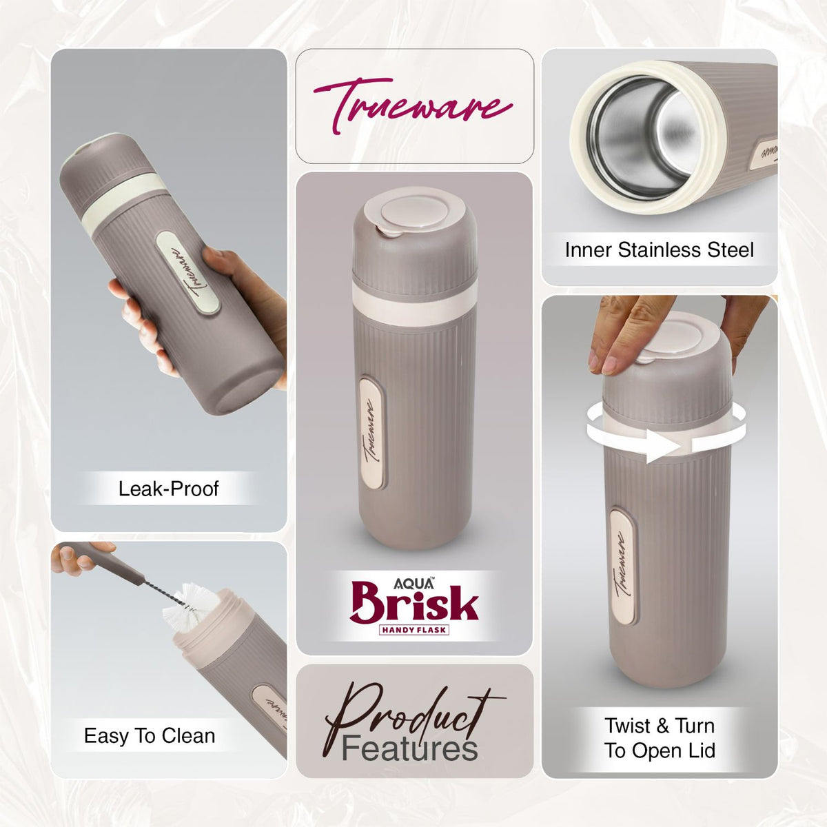 Trueware Aqua Brisk Handy Flask | 500 ml