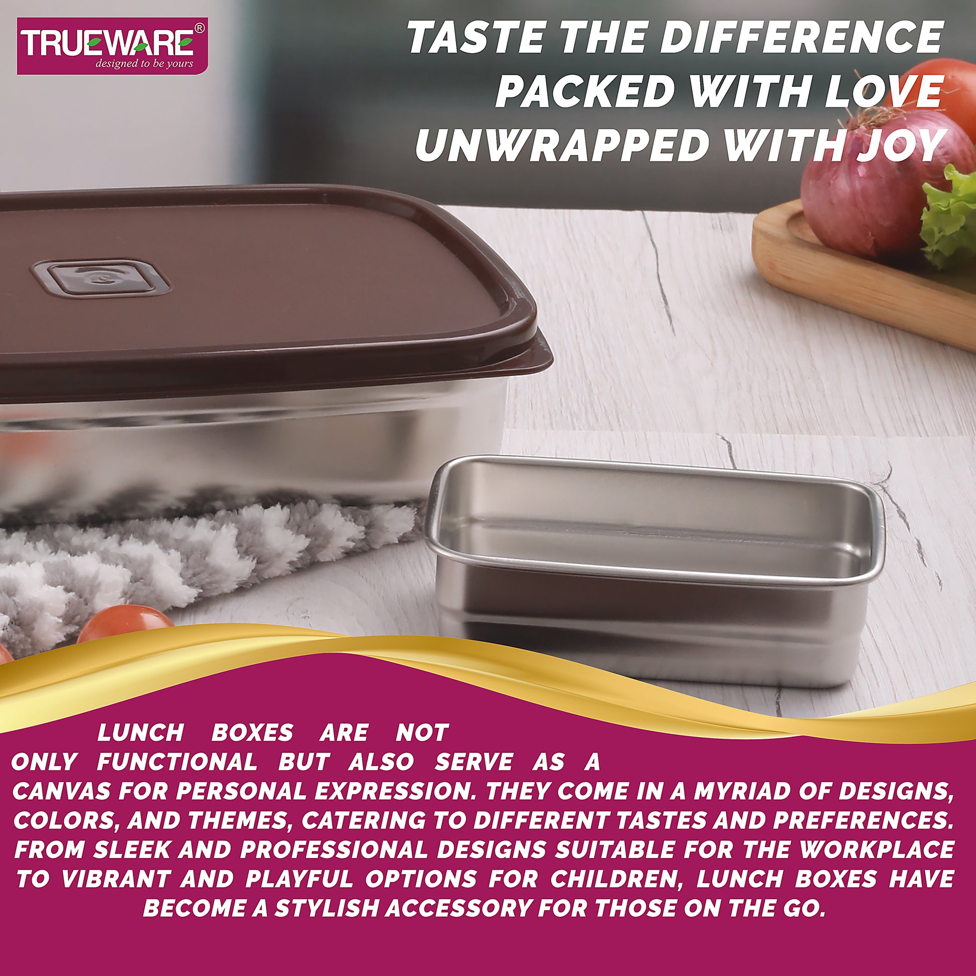 Trueware Bent Steel Stainless Steel Compact Big Steel Lunch Box