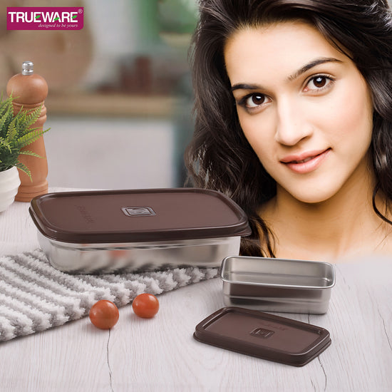 Trueware Bent Steel Stainless Steel Compact Big Steel Lunch Box