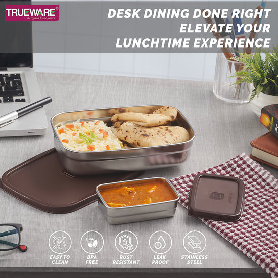 Trueware Bent Steel Stainless Steel Compact Big Steel Lunch Box