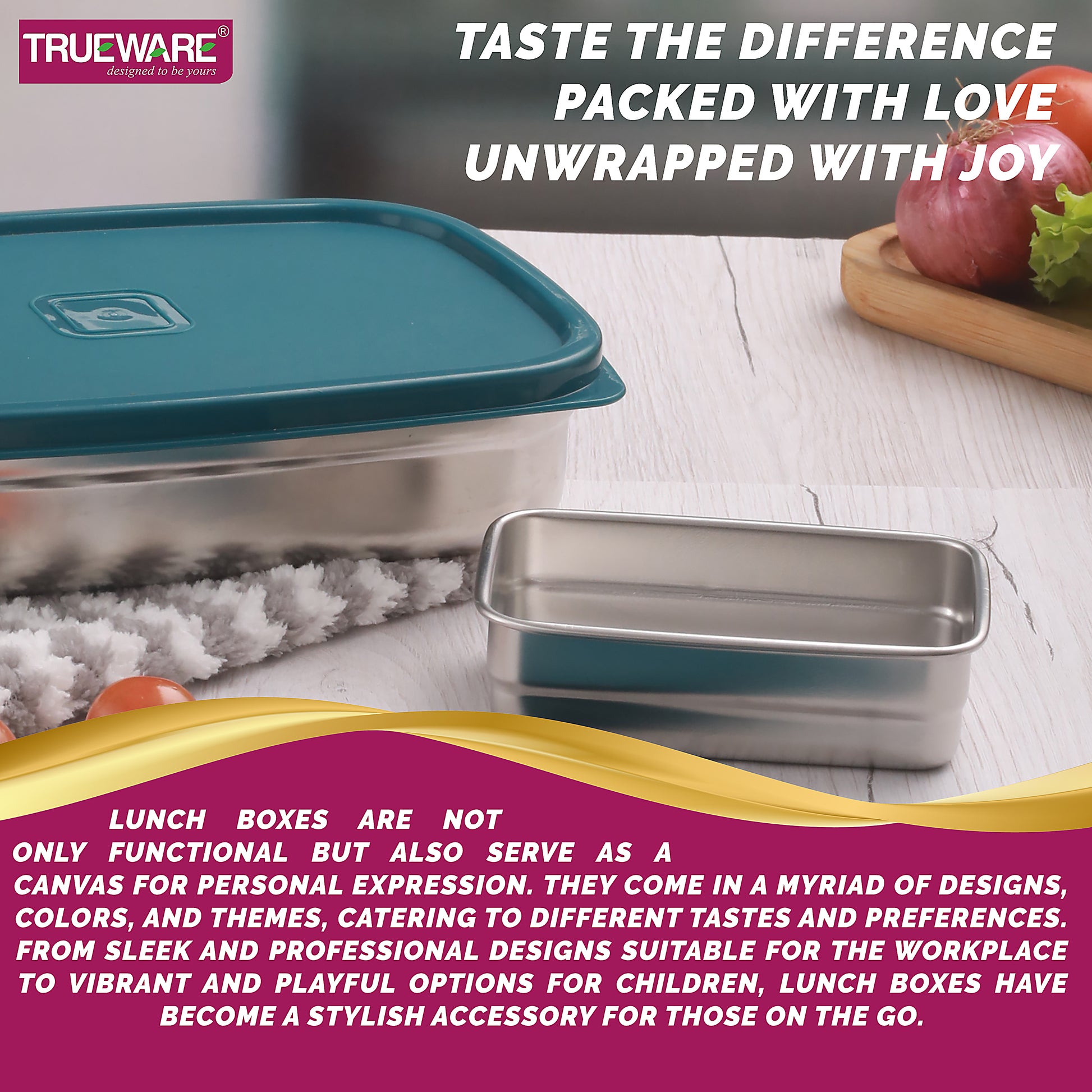 Trueware Bent Steel Stainless Steel Compact Big Steel Lunch Box