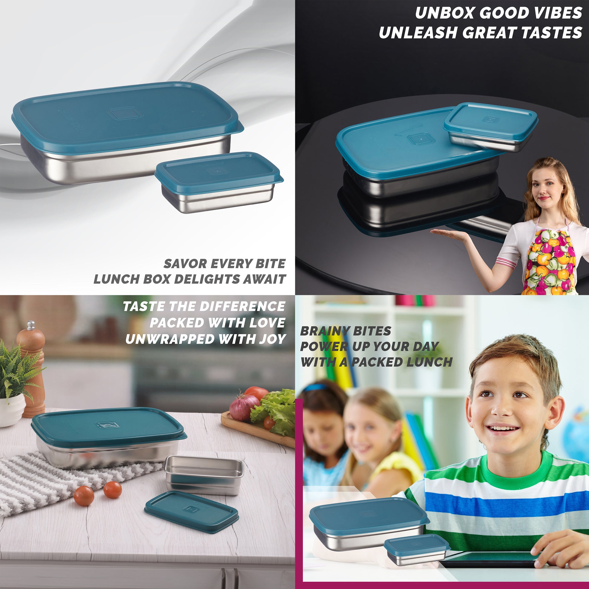 Trueware Bent Steel Stainless Steel Compact Big Steel Lunch Box
