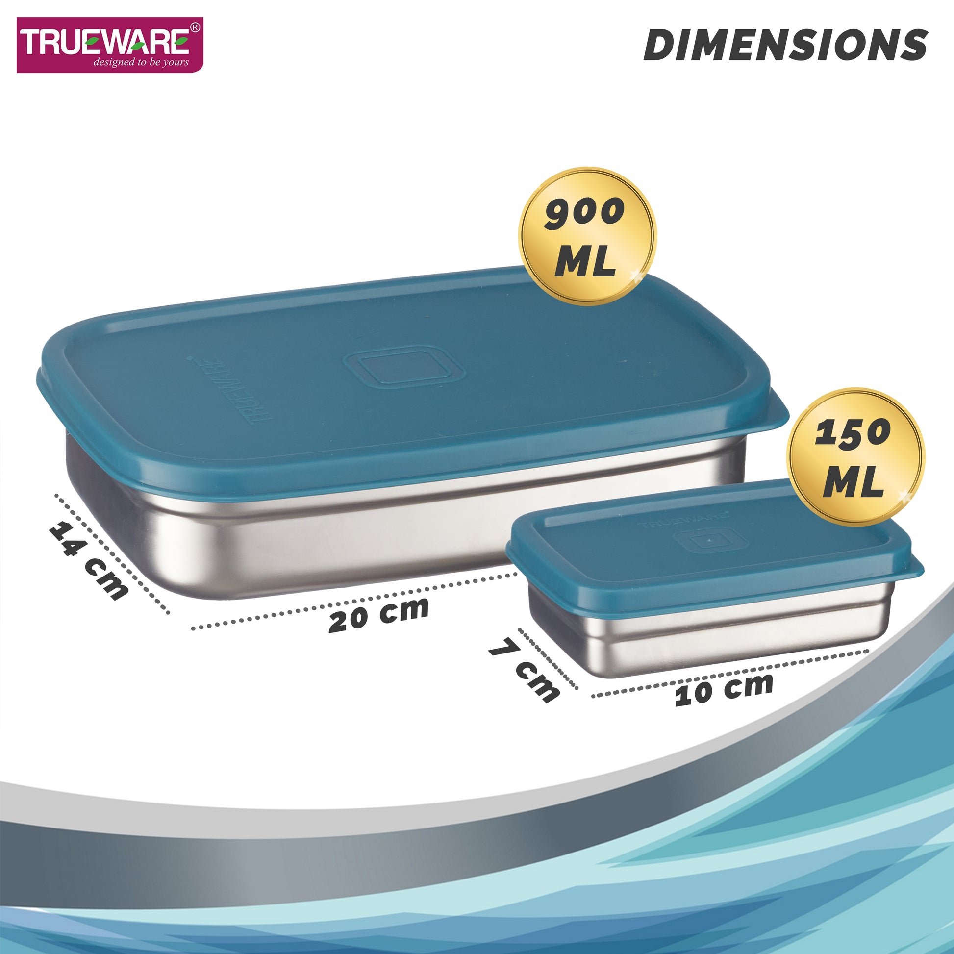 Trueware Bent Steel Stainless Steel Compact Big Steel Lunch Box