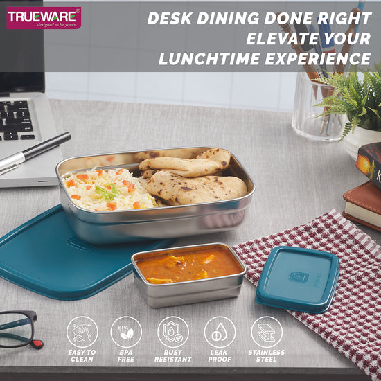 Trueware Bent Steel Stainless Steel Compact Big Steel Lunch Box