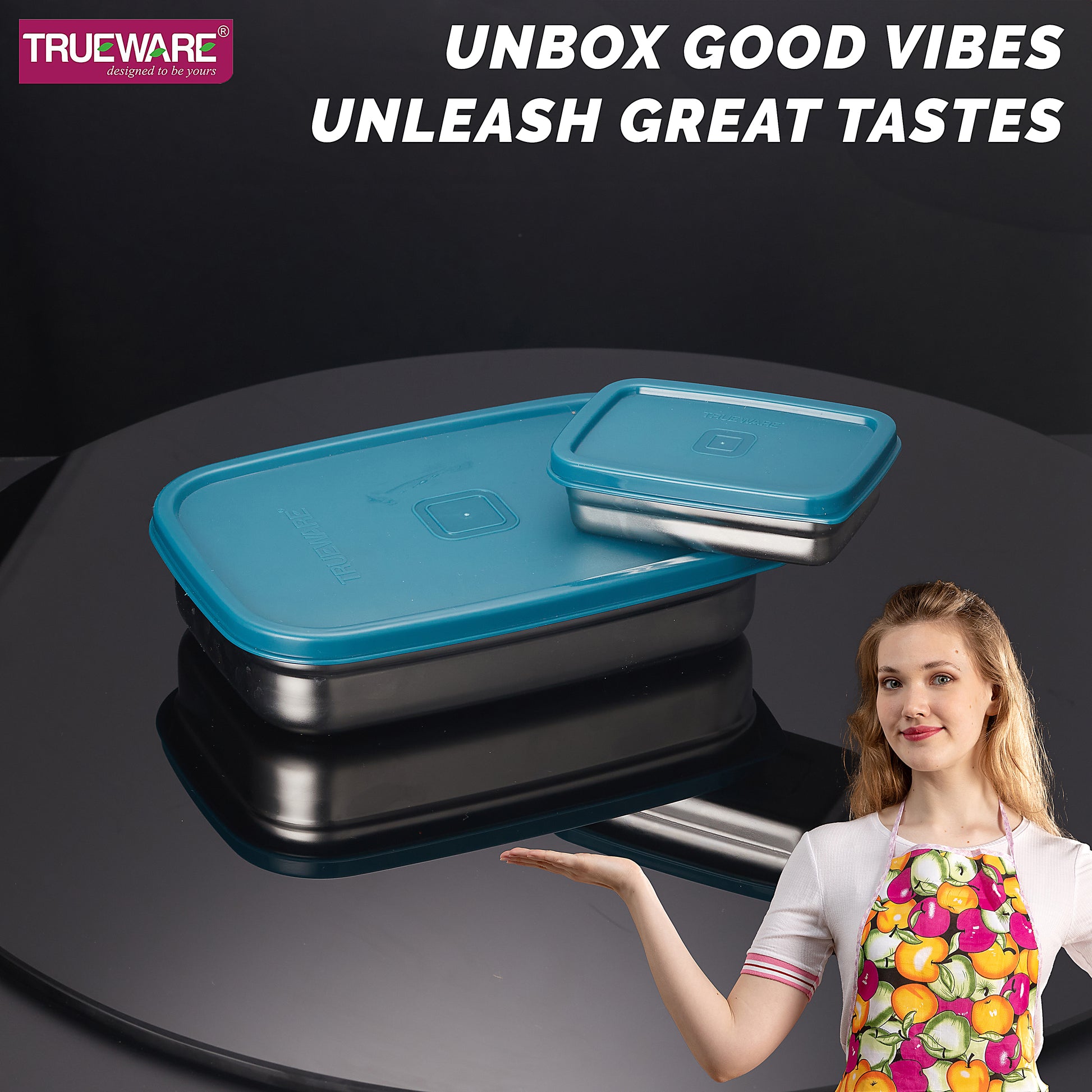 Trueware Bent Steel Stainless Steel Compact Big Steel Lunch Box