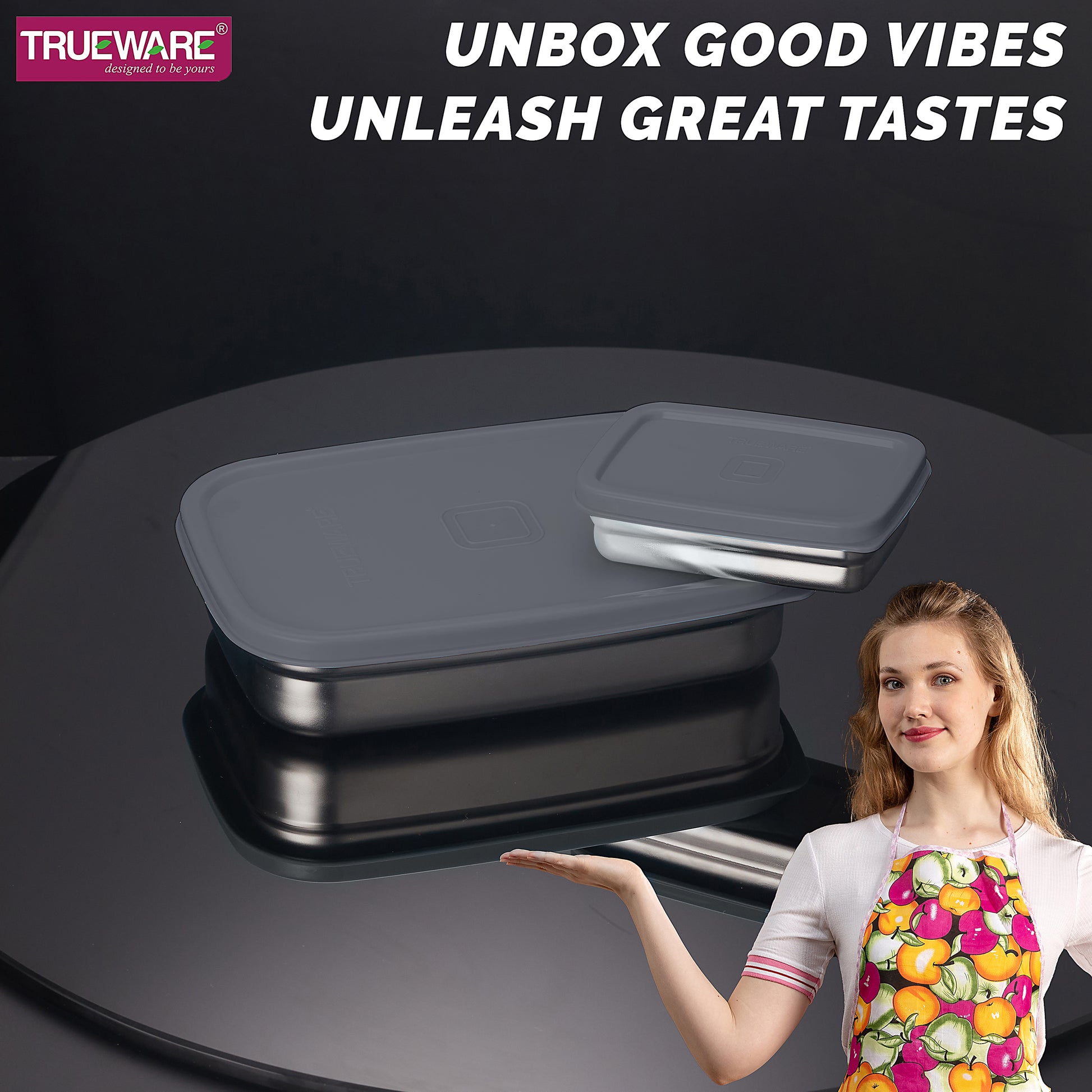 Trueware Bent Steel Stainless Steel Compact Big Steel Lunch Box
