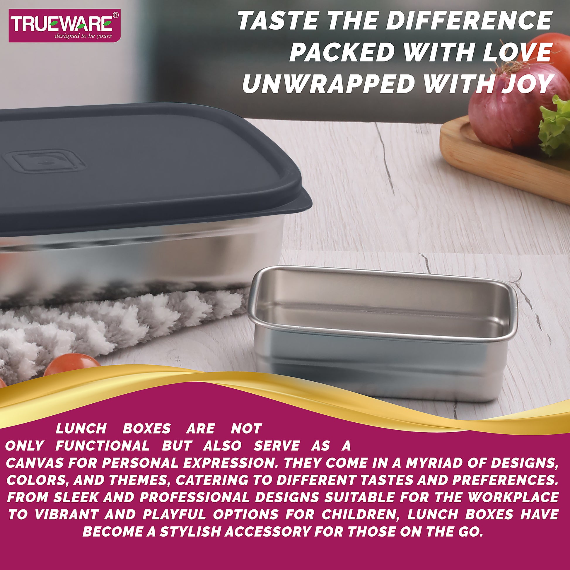 Trueware Bent Steel Stainless Steel Compact Big Steel Lunch Box