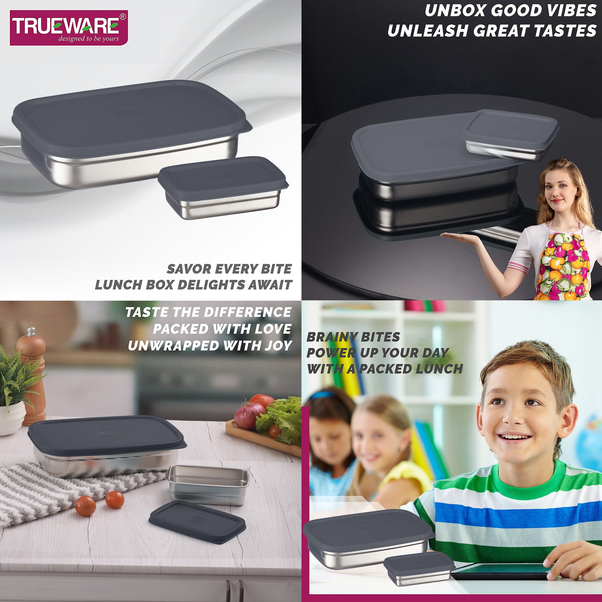 Trueware Bent Steel Stainless Steel Compact Big Steel Lunch Box