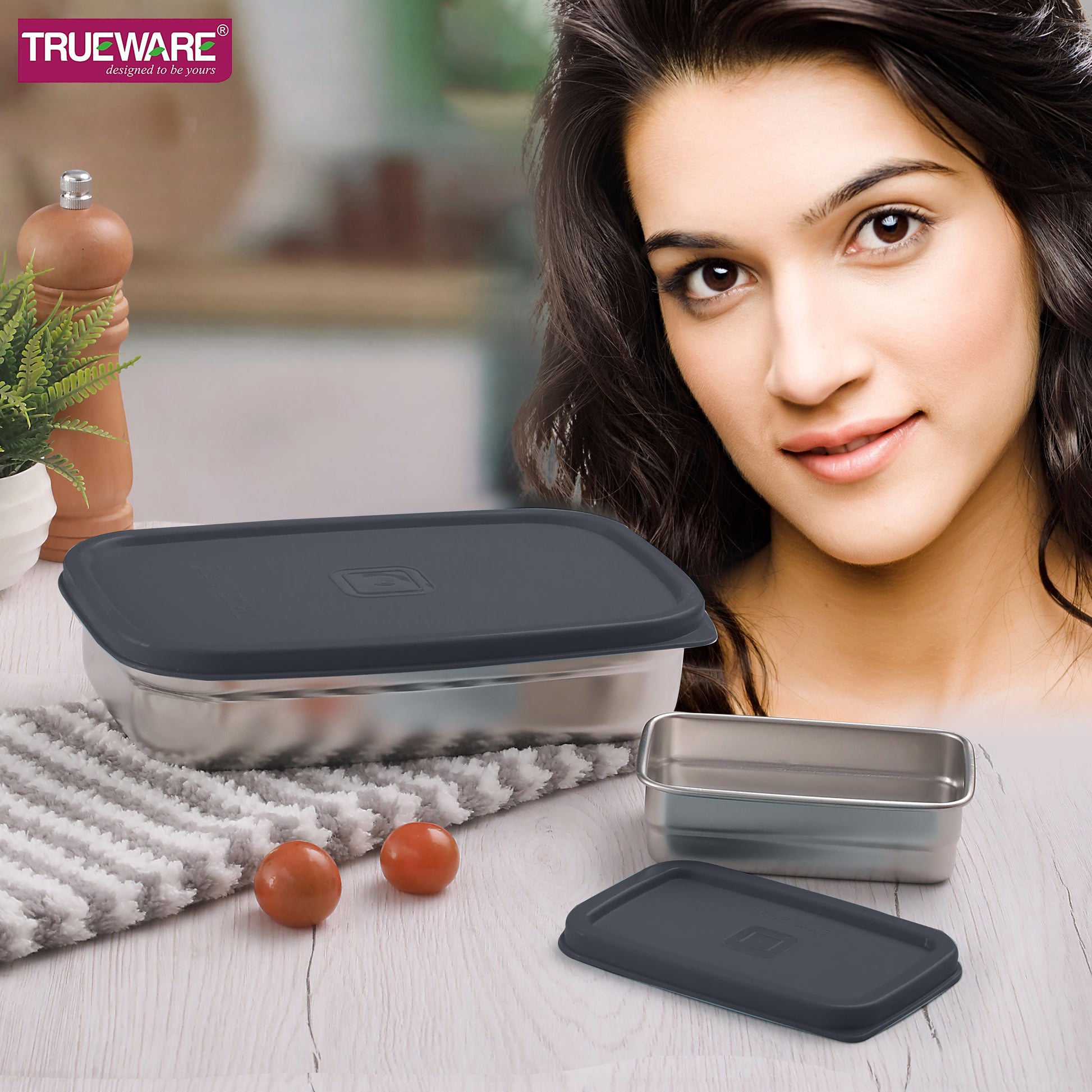 Trueware Bent Steel Stainless Steel Compact Big Steel Lunch Box