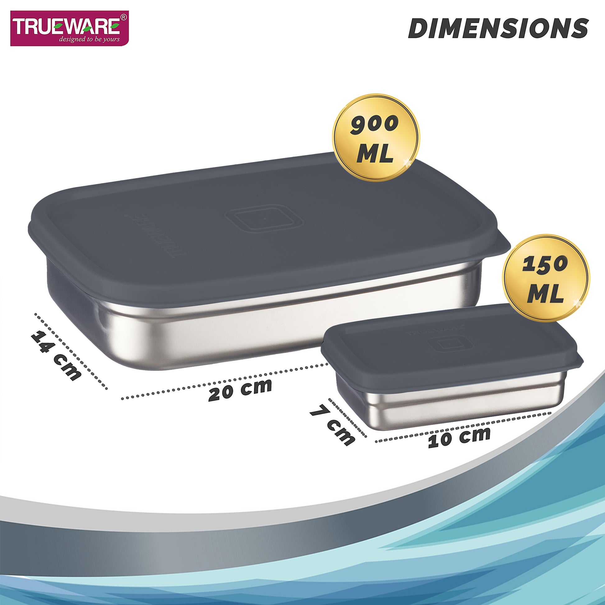 Trueware Bent Steel Stainless Steel Compact Big Steel Lunch Box