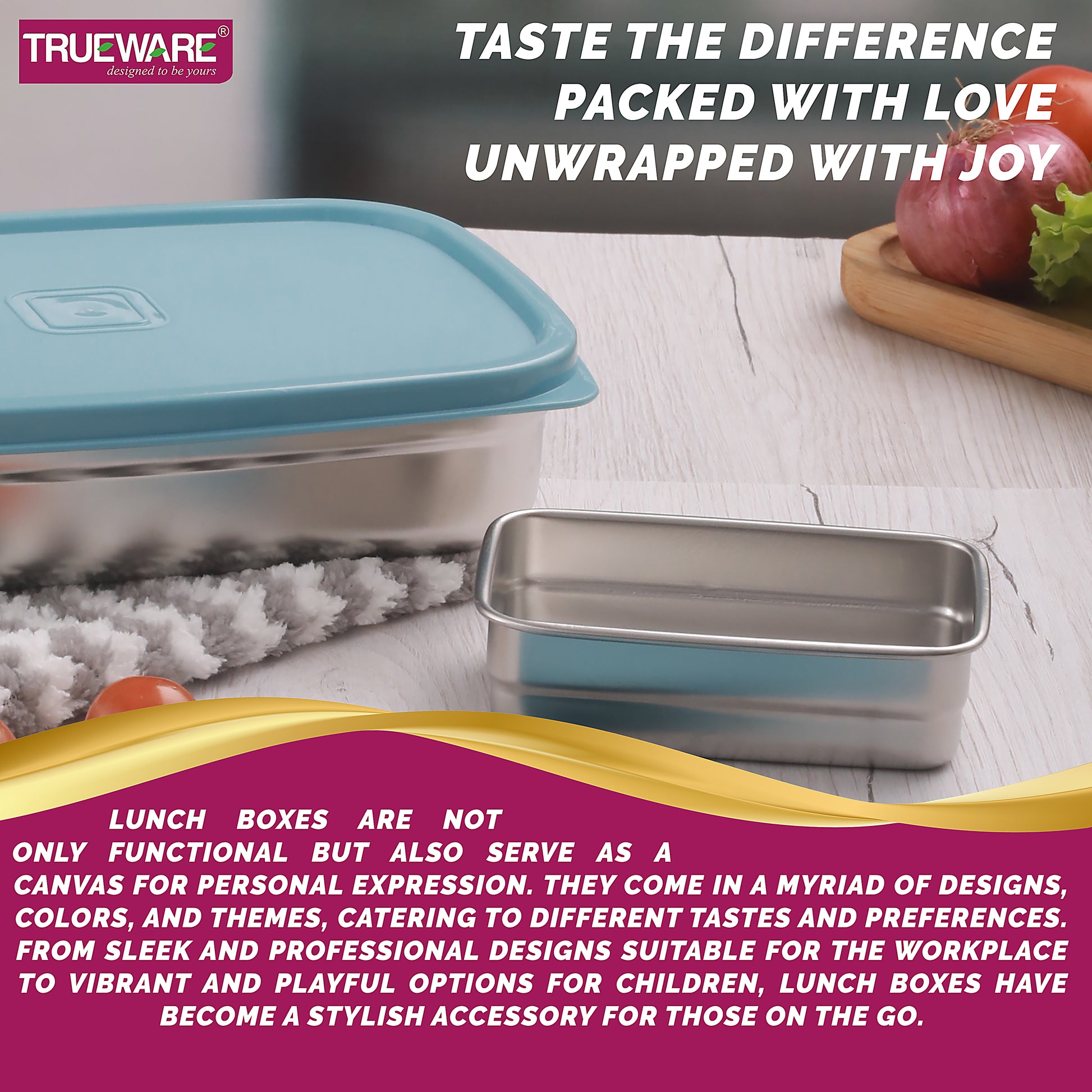 Trueware Bent Steel Stainless Steel Compact Big Steel Lunch Box