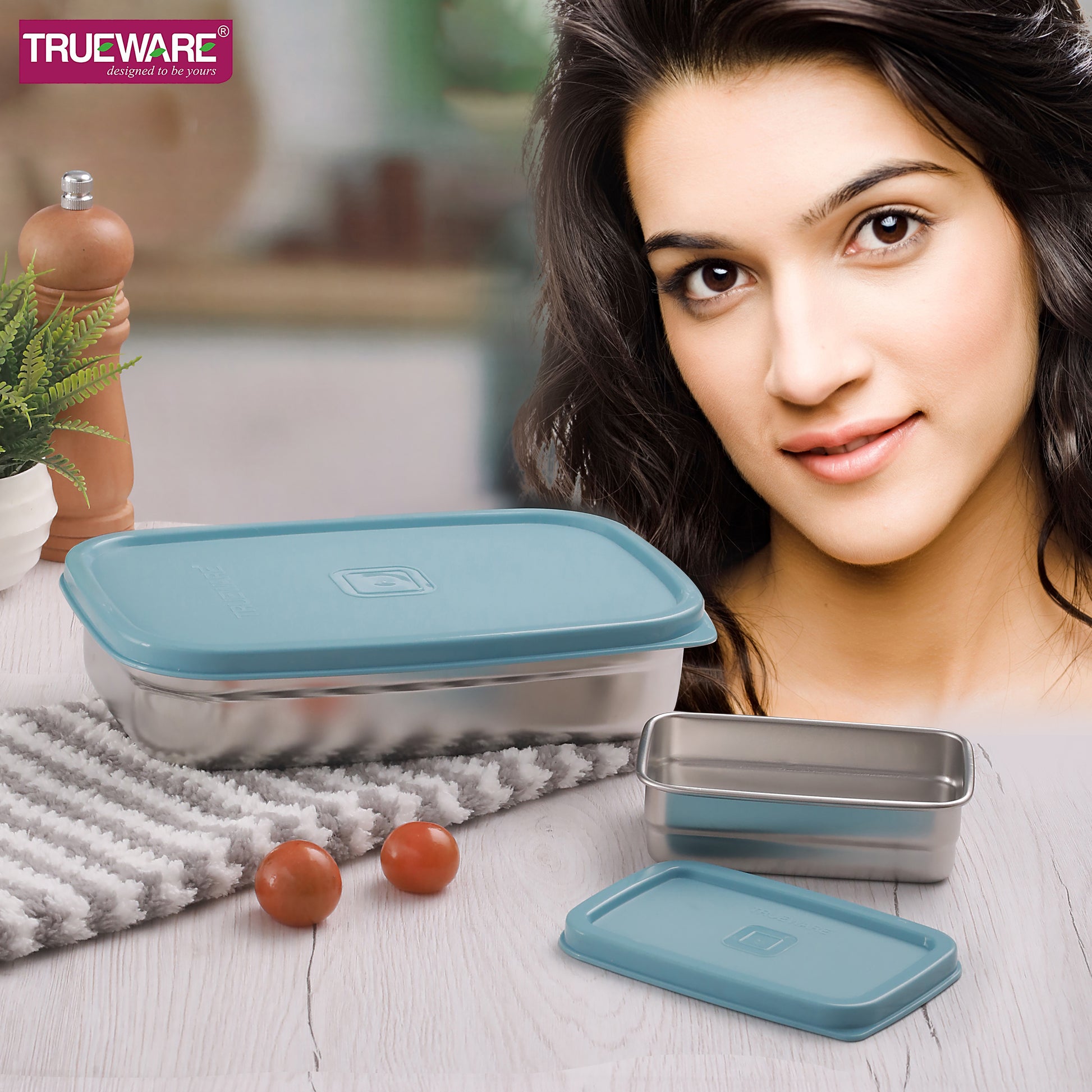 Trueware Bent Steel Stainless Steel Compact Big Steel Lunch Box