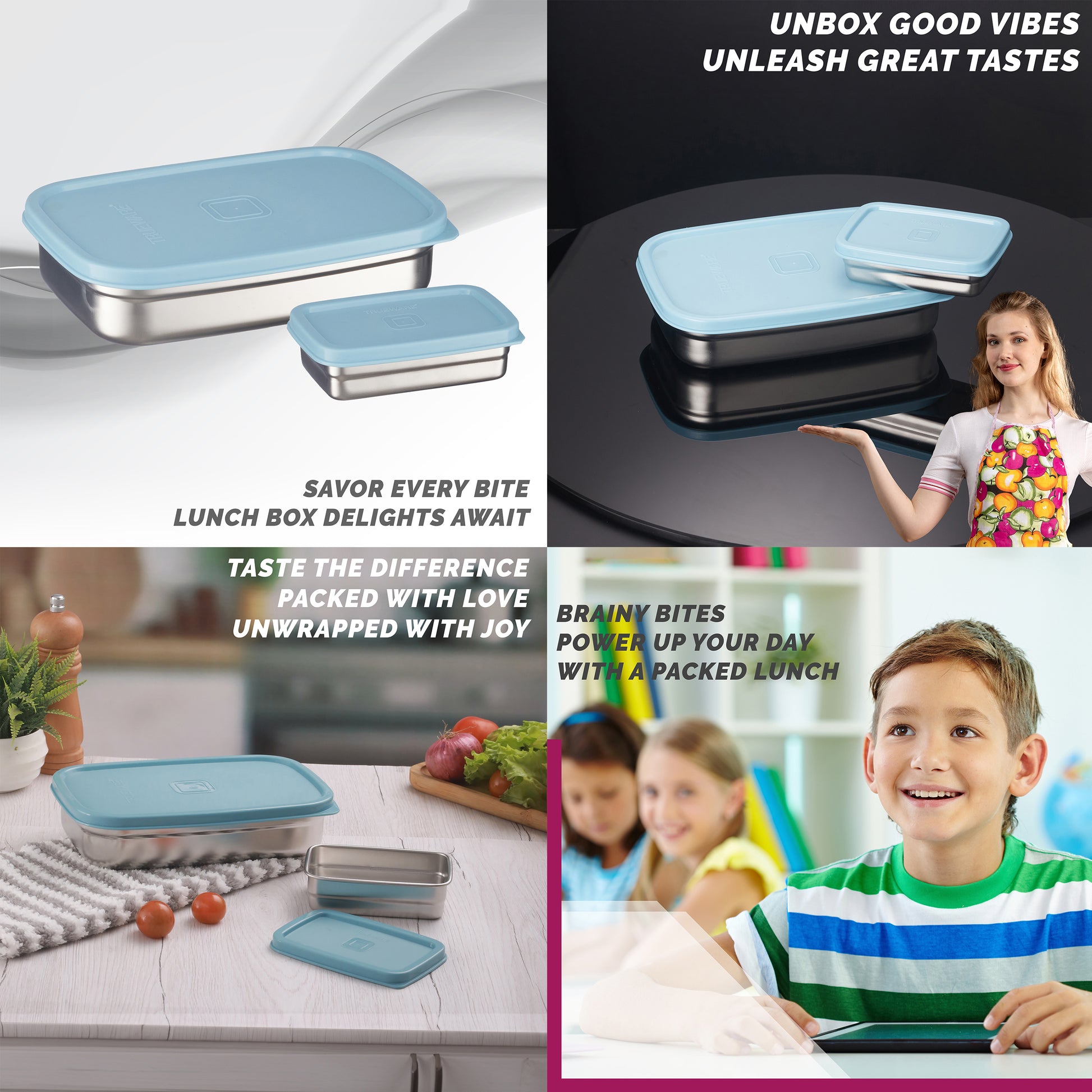 Trueware Bent Steel Stainless Steel Compact Big Steel Lunch Box