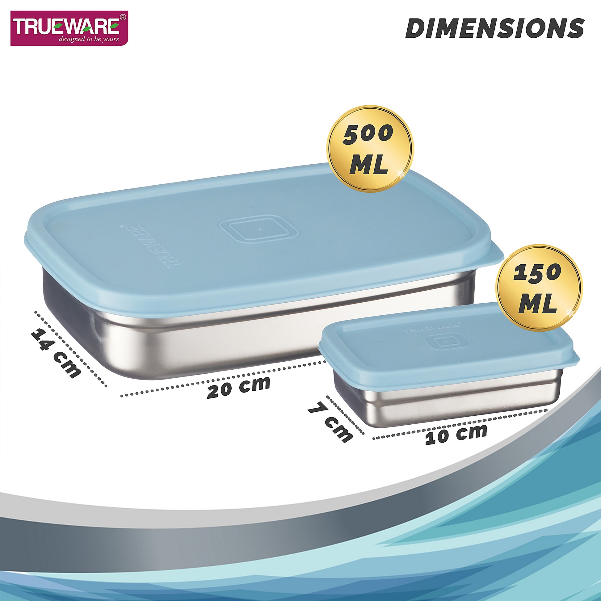 Trueware Bent Steel Stainless Steel Compact Big Steel Lunch Box