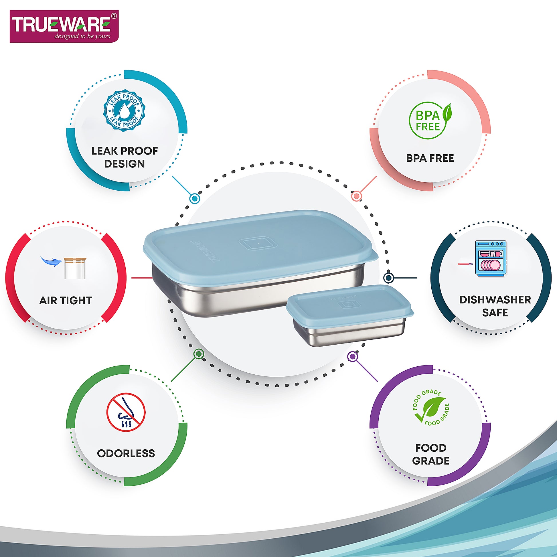 Trueware Bent Steel Stainless Steel Compact Big Steel Lunch Box