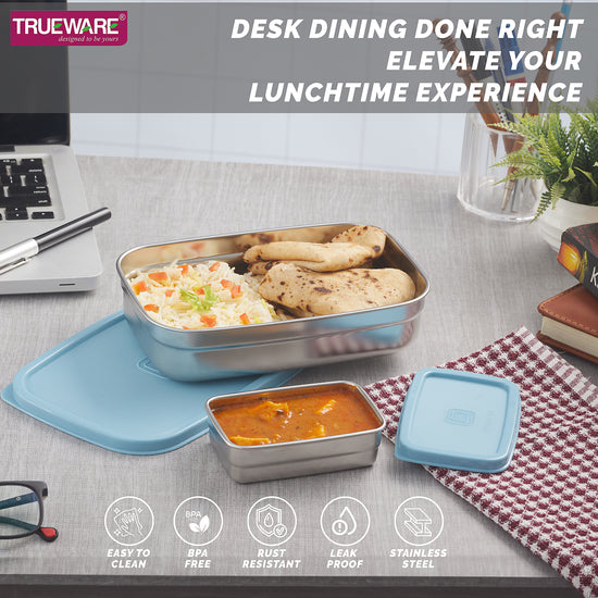 Trueware Bent Steel Stainless Steel Compact Big Steel Lunch Box