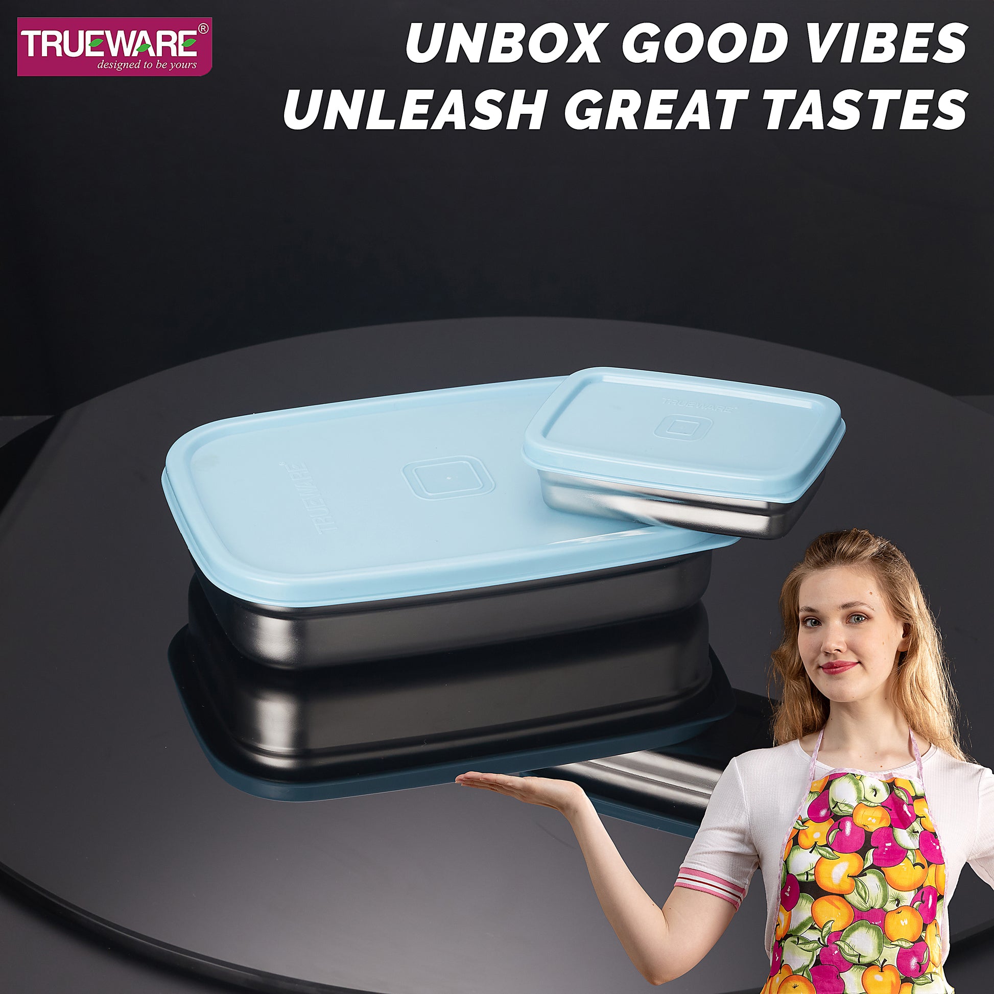Trueware Bent Steel Stainless Steel Compact Big Steel Lunch Box