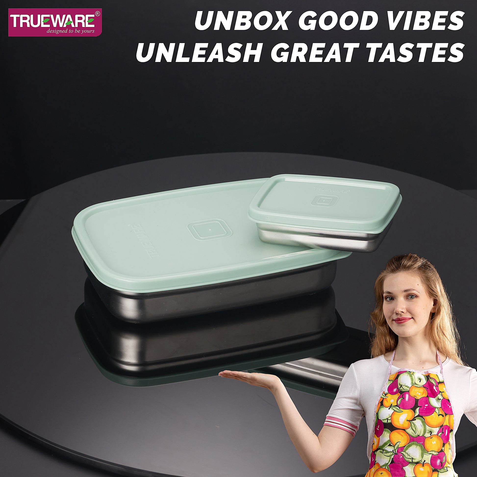 Trueware Bent Steel Stainless Steel Compact Big Steel Lunch Box