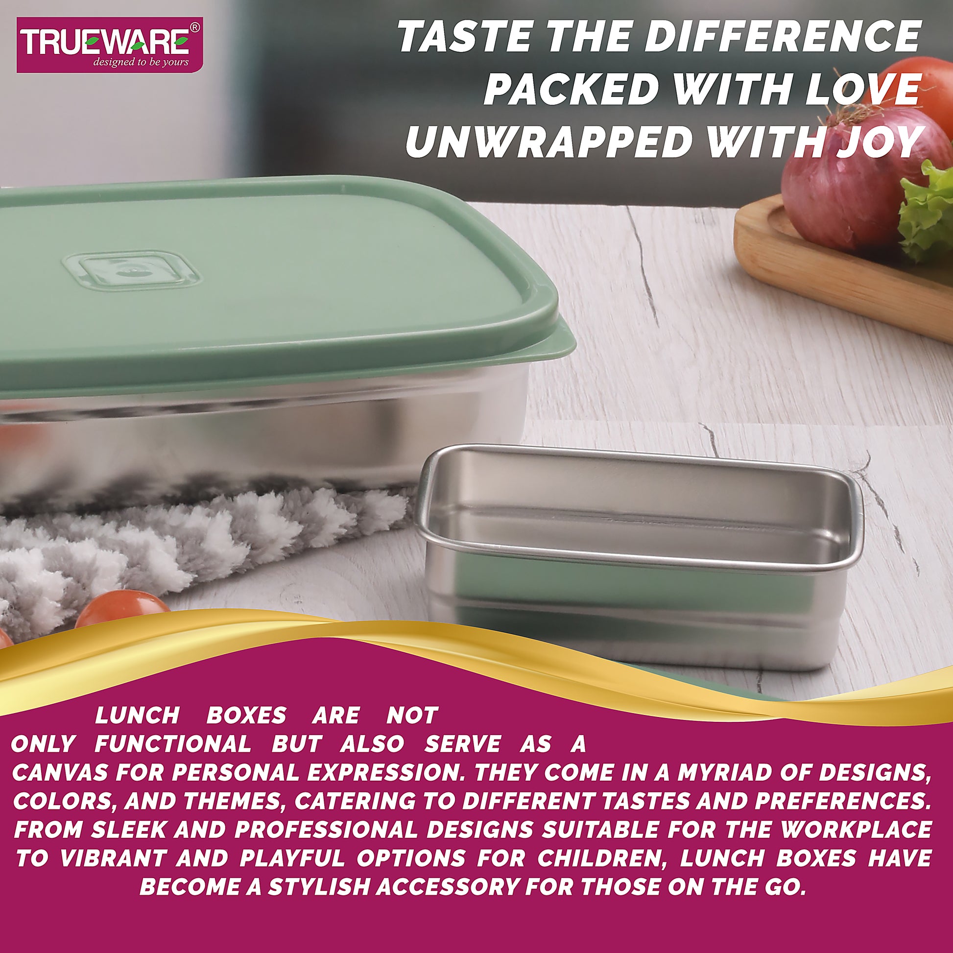 Trueware Bent Steel Stainless Steel Compact Big Steel Lunch Box