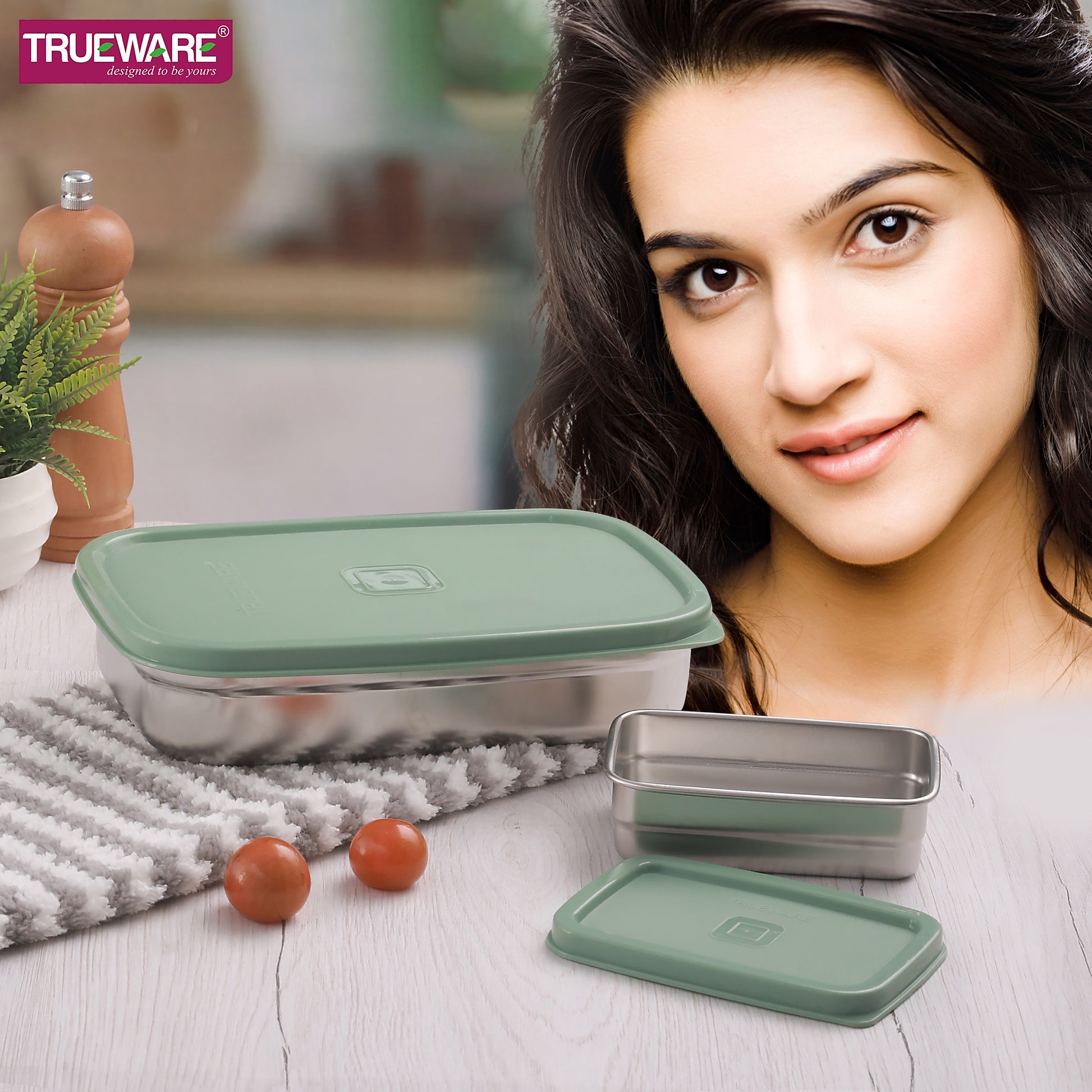 Trueware Bent Steel Stainless Steel Compact Big Steel Lunch Box