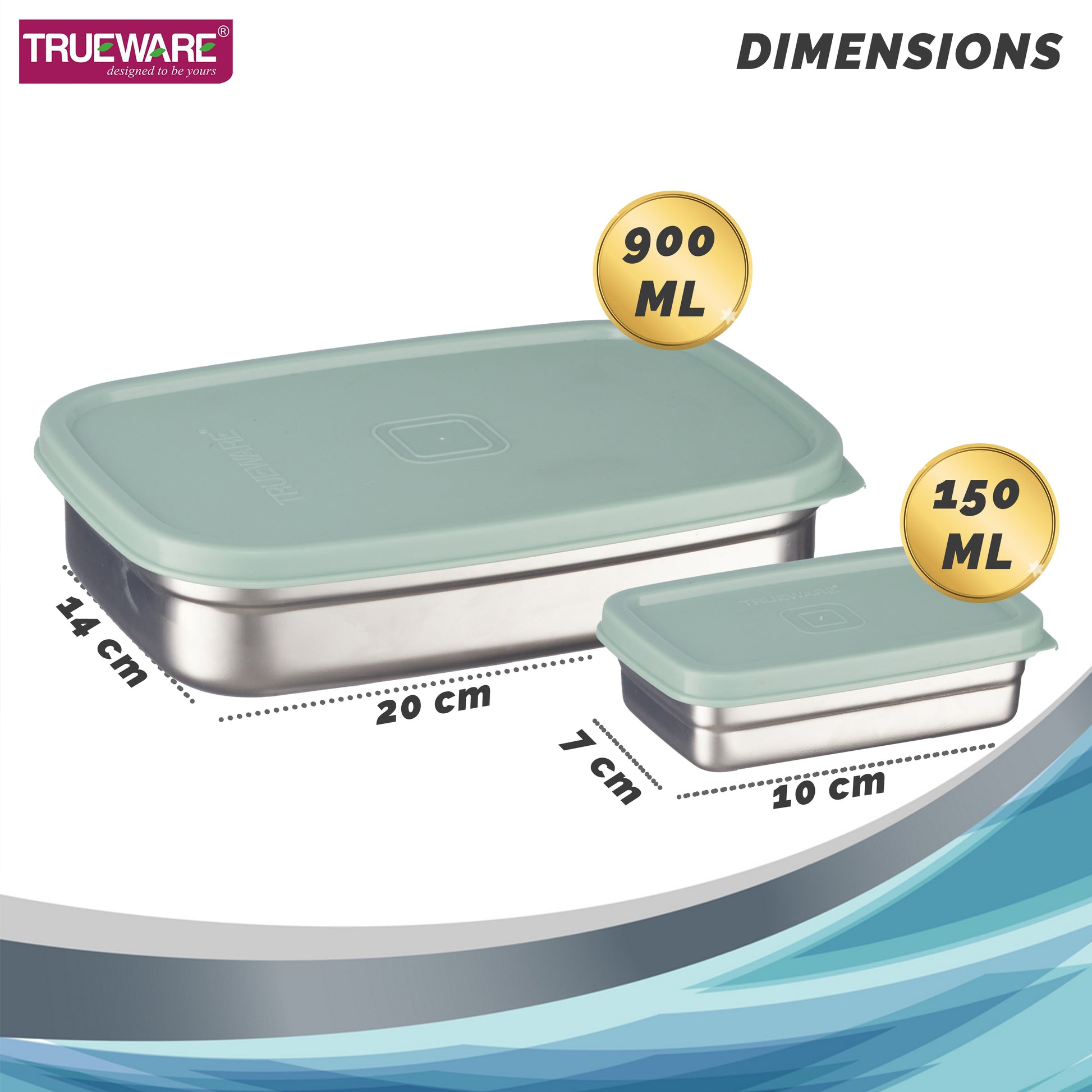 Trueware Bent Steel Stainless Steel Compact Big Steel Lunch Box