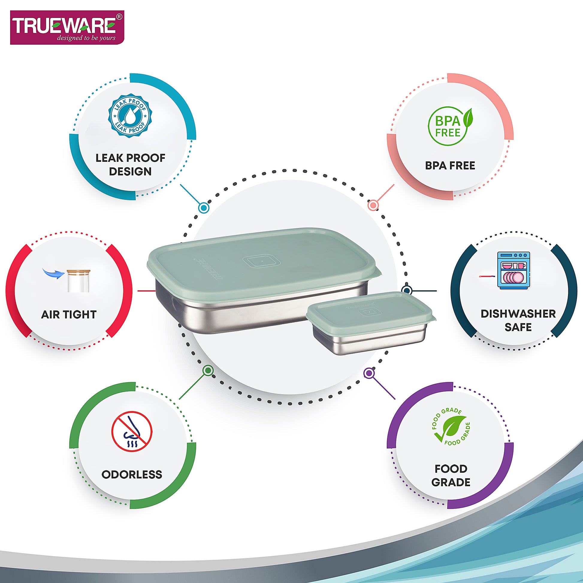 Trueware Bent Steel Stainless Steel Compact Big Steel Lunch Box