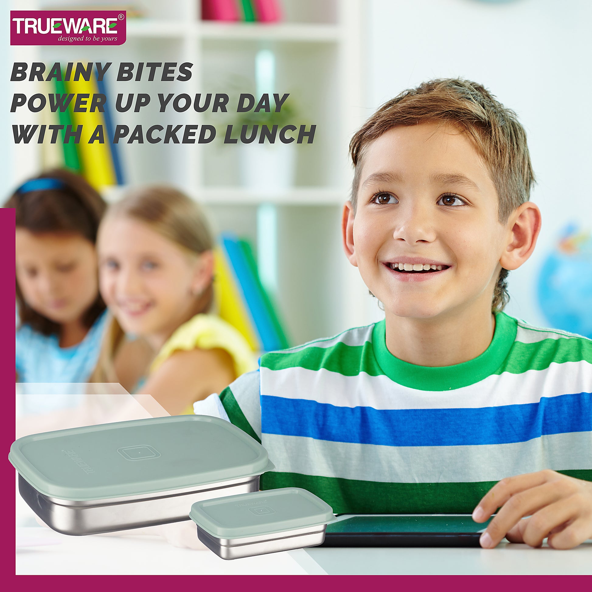 Trueware Bent Steel Stainless Steel Compact Big Steel Lunch Box