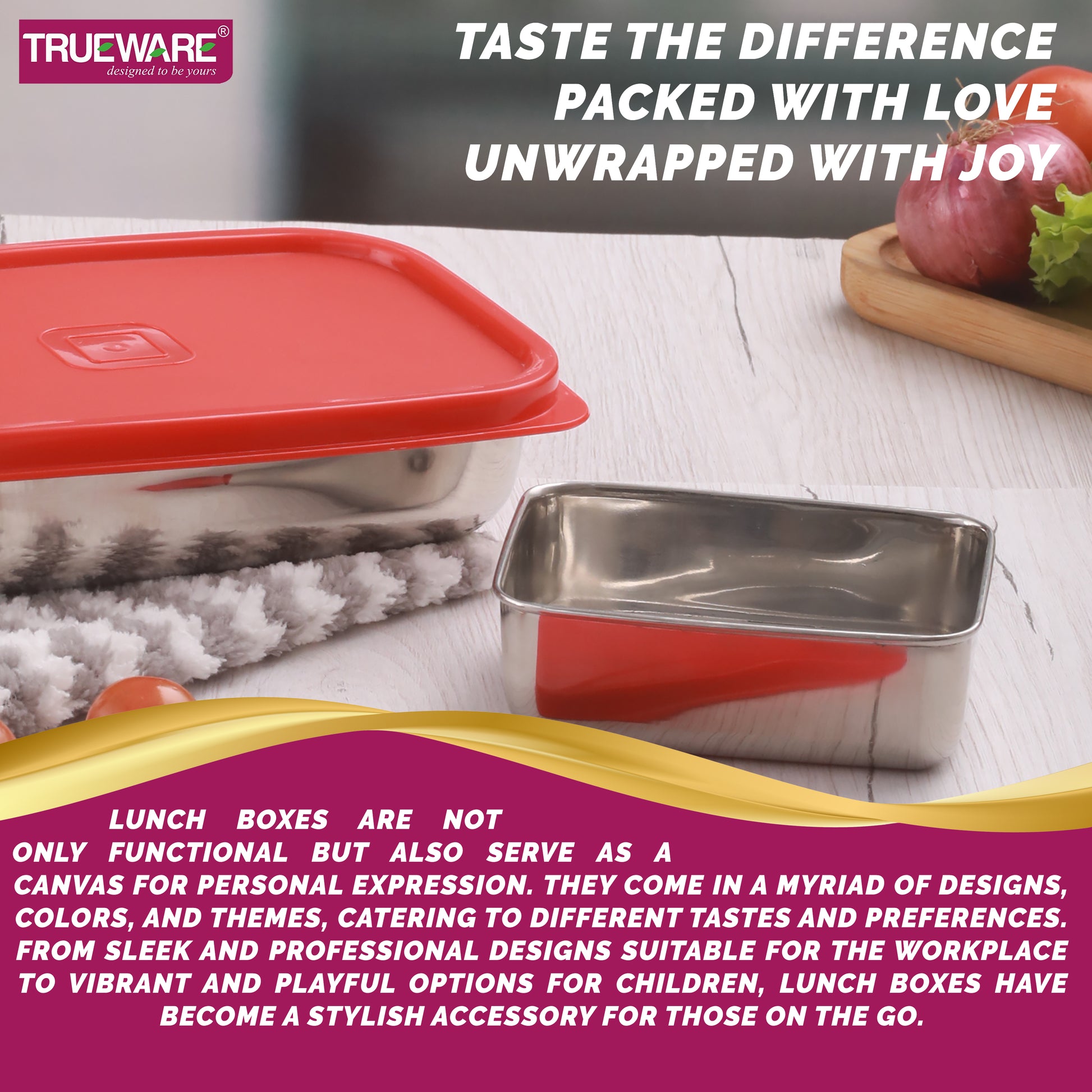 Trueware Bent Steel Stainless Steel Compact Big Steel Lunch Box