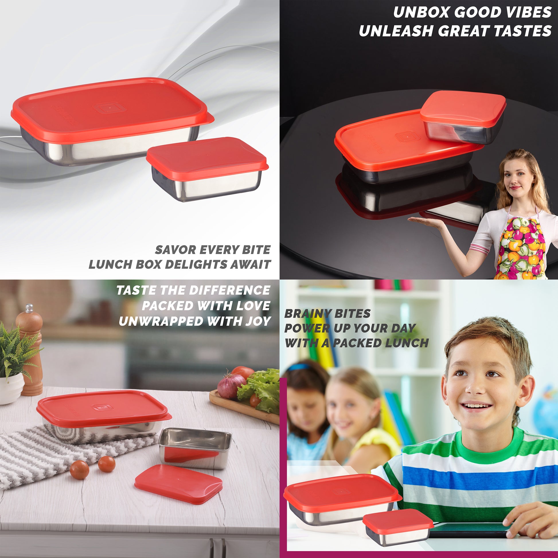 Trueware Bent Steel Stainless Steel Compact Big Steel Lunch Box