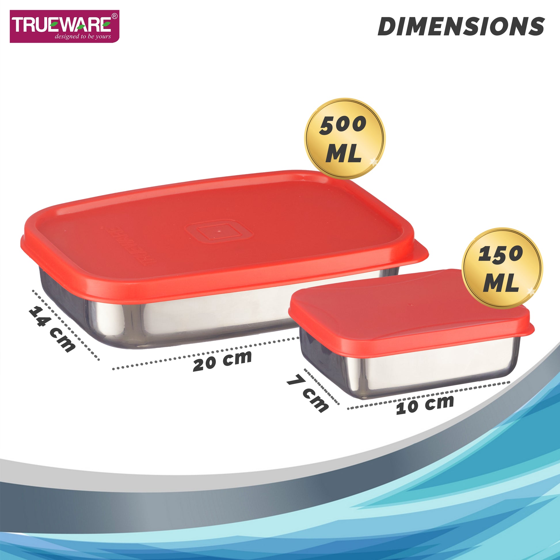 Trueware Bent Steel Stainless Steel Compact Big Steel Lunch Box