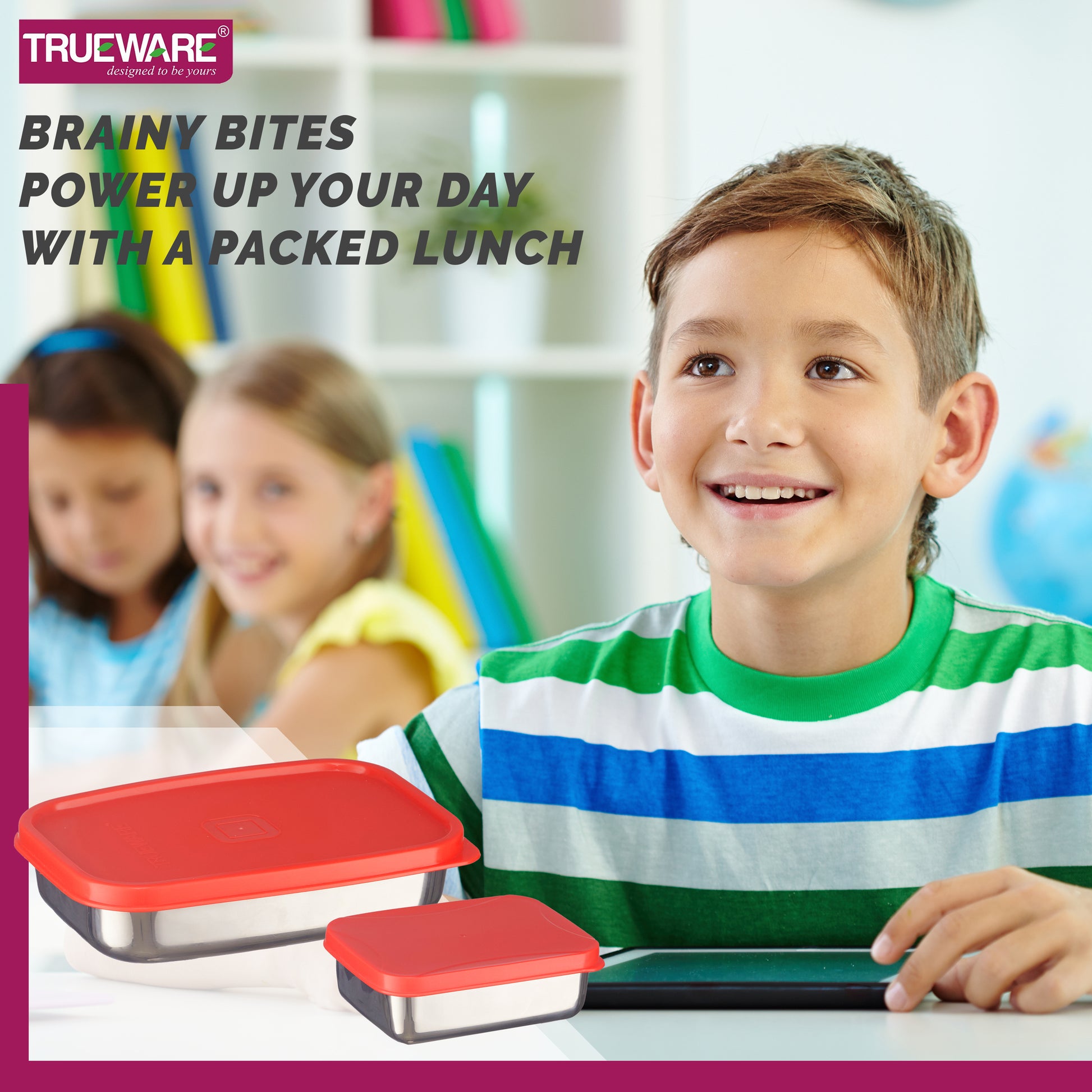 Trueware Bent Steel Stainless Steel Compact Big Steel Lunch Box
