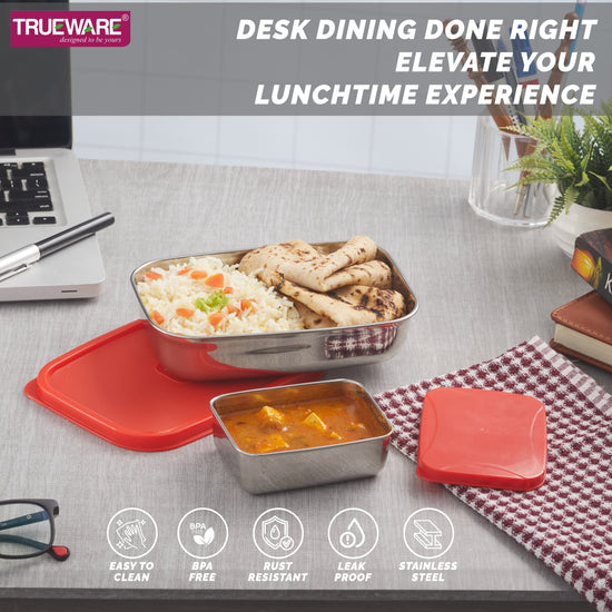 Trueware Bent Steel Stainless Steel Compact Big Steel Lunch Box