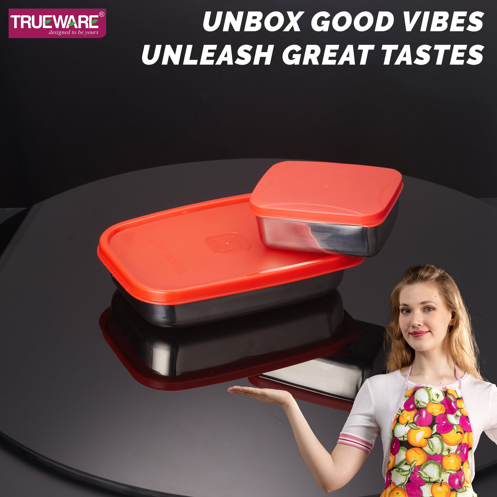 Trueware Bent Steel Stainless Steel Compact Big Steel Lunch Box