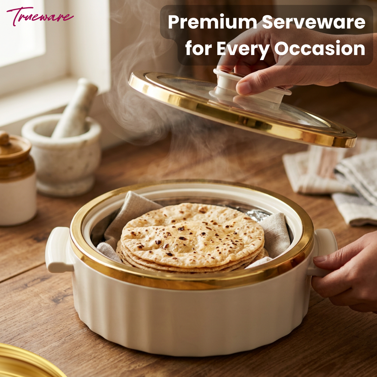 Trueware Celebration Glass Lid Casserole | 1300 ml