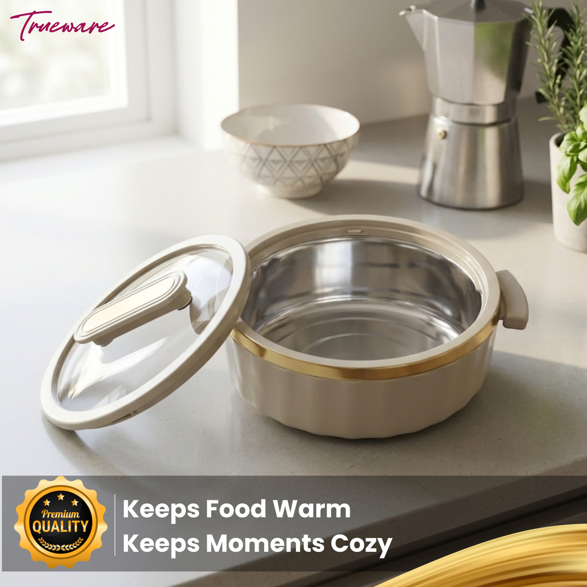 Trueware Celebration Glass Lid Casserole | 1300 ml