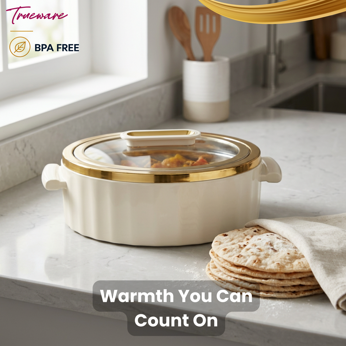 Trueware Celebration Glass Lid Casserole | 1300 ml
