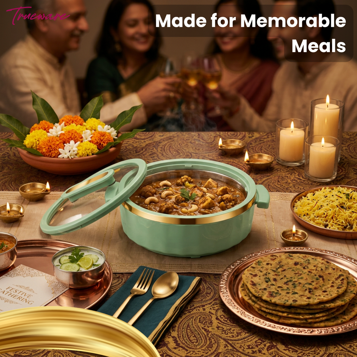 Trueware Celebration Glass Lid Casserole | 1300 ml