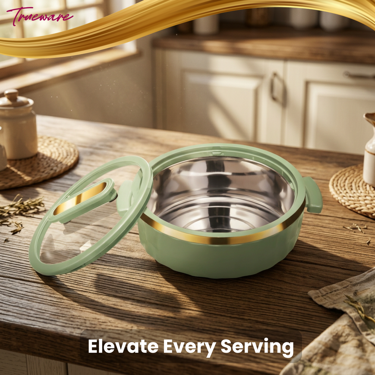Trueware Celebration Glass Lid Casserole | 1300 ml
